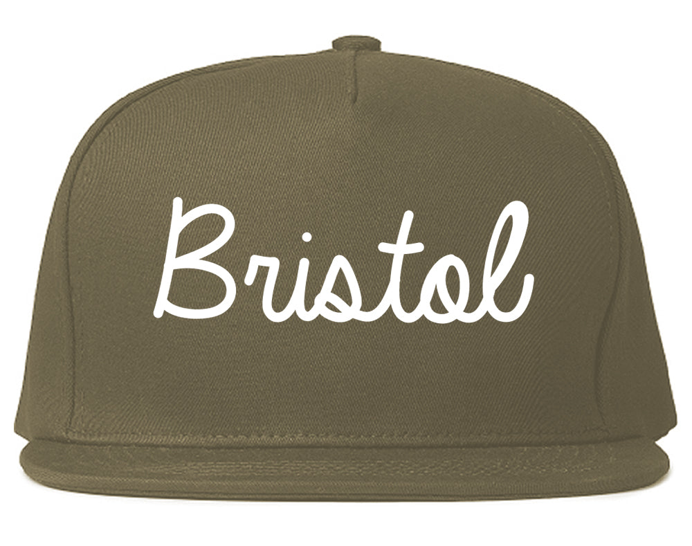Bristol Connecticut CT Script Mens Snapback Hat Grey