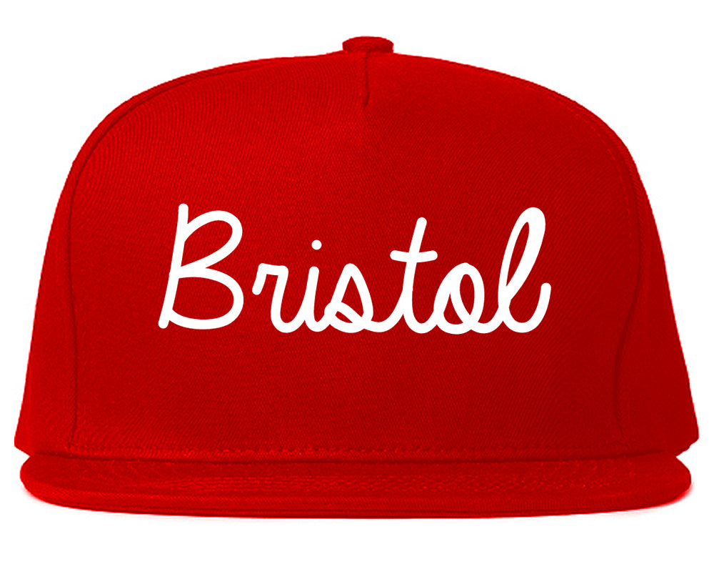 Bristol Connecticut CT Script Mens Snapback Hat Red