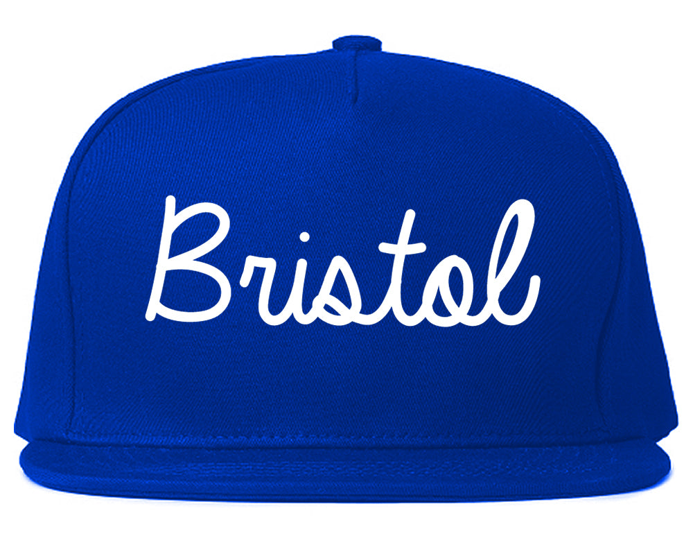 Bristol Connecticut CT Script Mens Snapback Hat Royal Blue