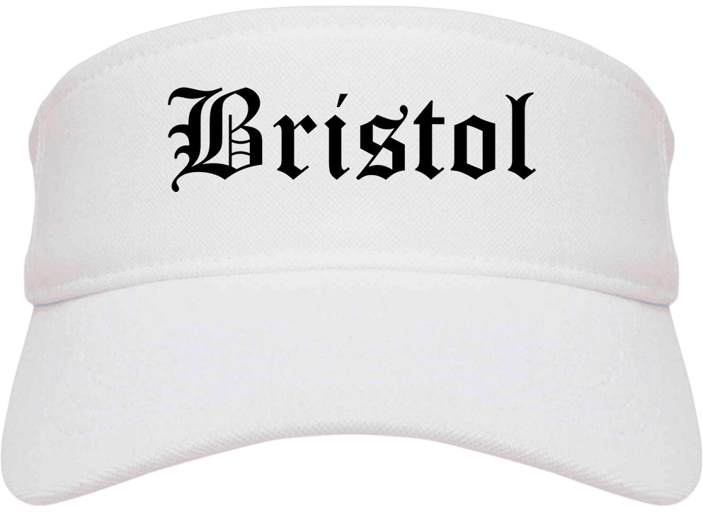 Bristol Connecticut CT Old English Mens Visor Cap Hat White