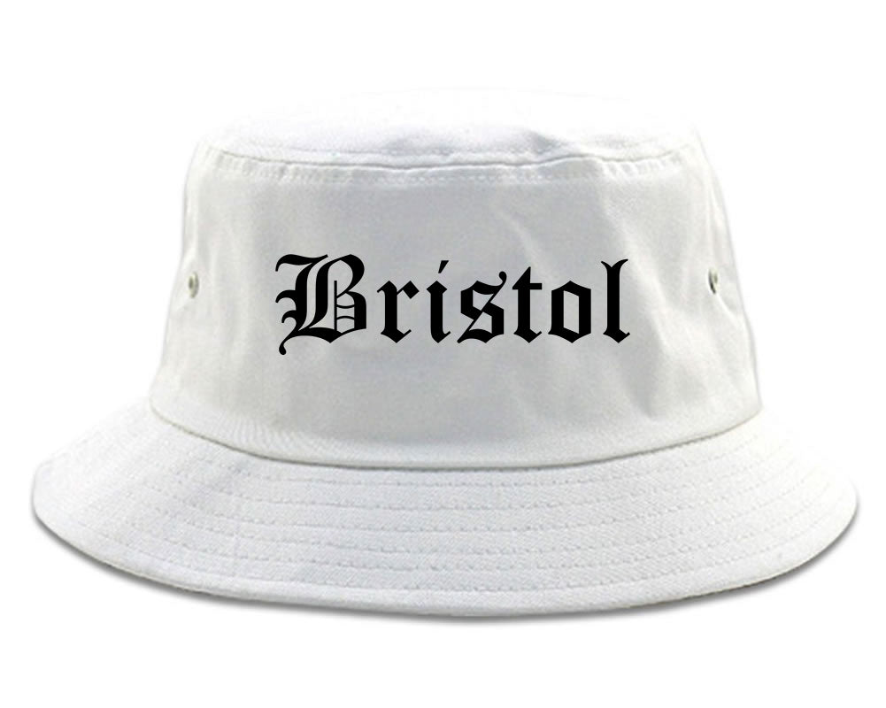 Bristol Connecticut CT Old English Mens Bucket Hat White