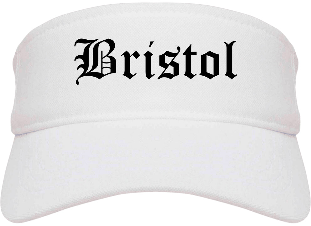 Bristol Tennessee TN Old English Mens Visor Cap Hat White