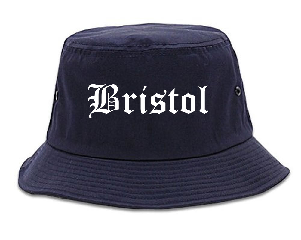 Bristol Virginia VA Old English Mens Bucket Hat Navy Blue