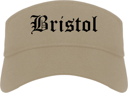 Bristol Virginia VA Old English Mens Visor Cap Hat Khaki