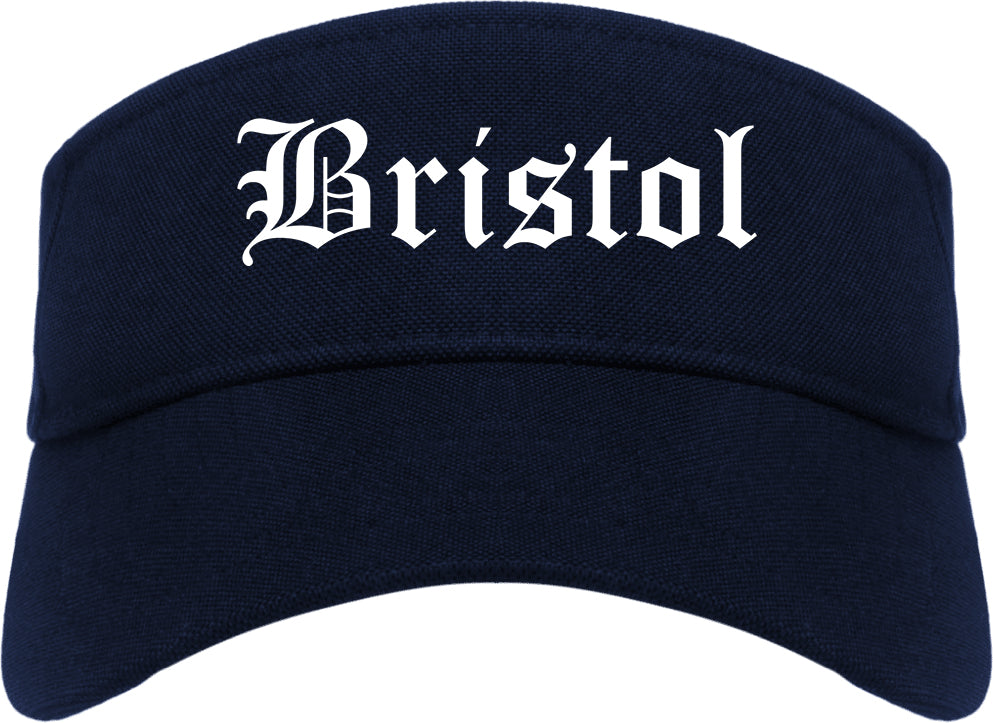 Bristol Virginia VA Old English Mens Visor Cap Hat Navy Blue