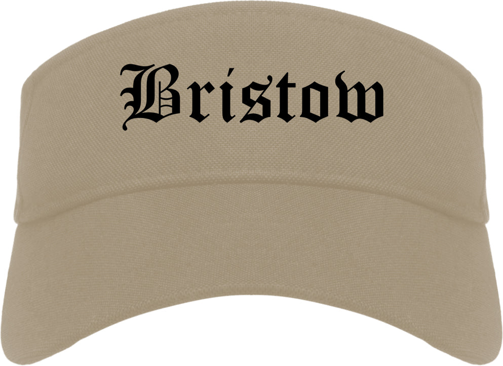 Bristow Oklahoma OK Old English Mens Visor Cap Hat Khaki