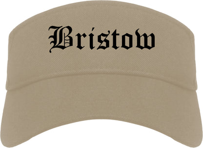 Bristow Oklahoma OK Old English Mens Visor Cap Hat Khaki