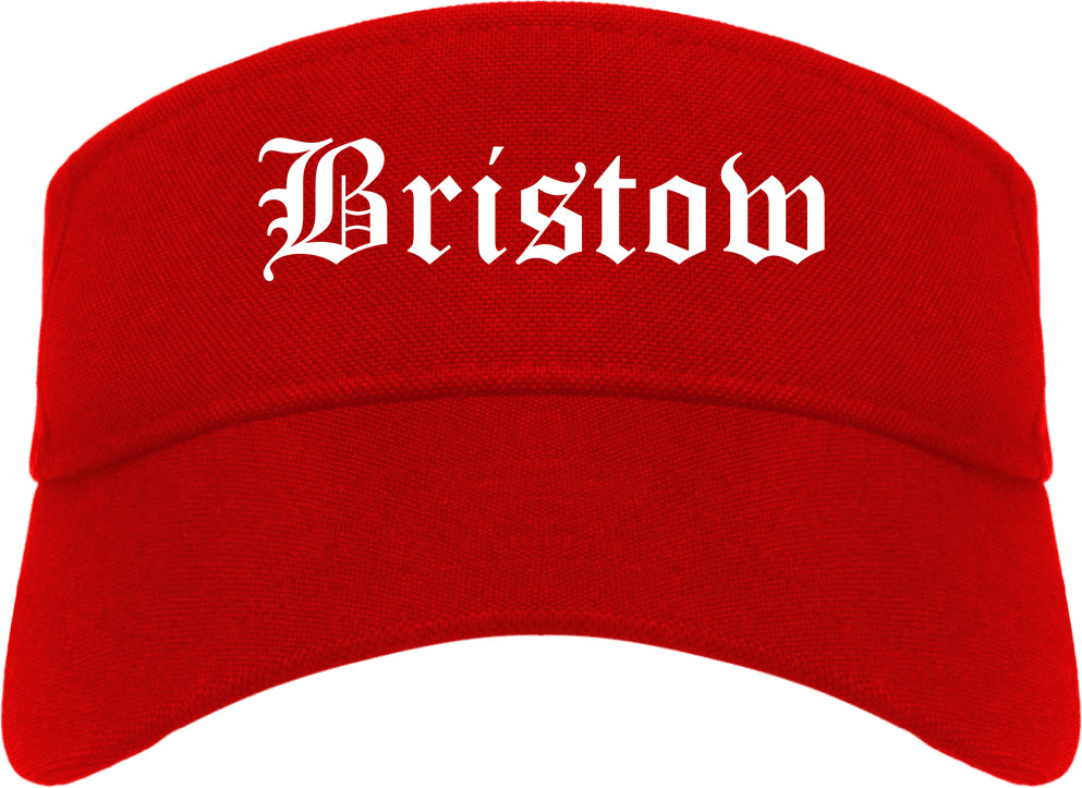 Bristow Oklahoma OK Old English Mens Visor Cap Hat Red