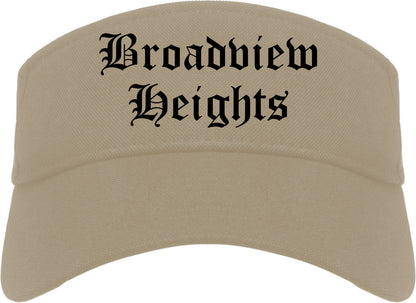 Broadview Heights Ohio OH Old English Mens Visor Cap Hat Khaki