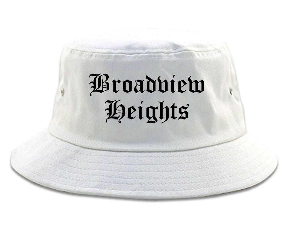 Broadview Heights Ohio OH Old English Mens Bucket Hat White
