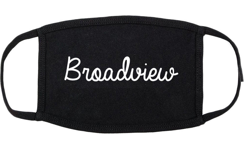Broadview Illinois IL Script Cotton Face Mask Black