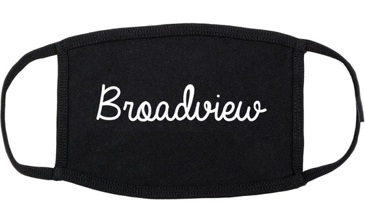 Broadview Illinois IL Script Cotton Face Mask Black