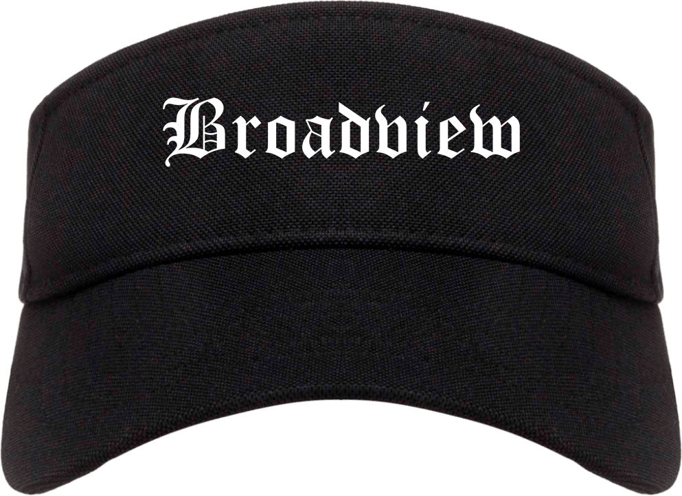Broadview Illinois IL Old English Mens Visor Cap Hat Black