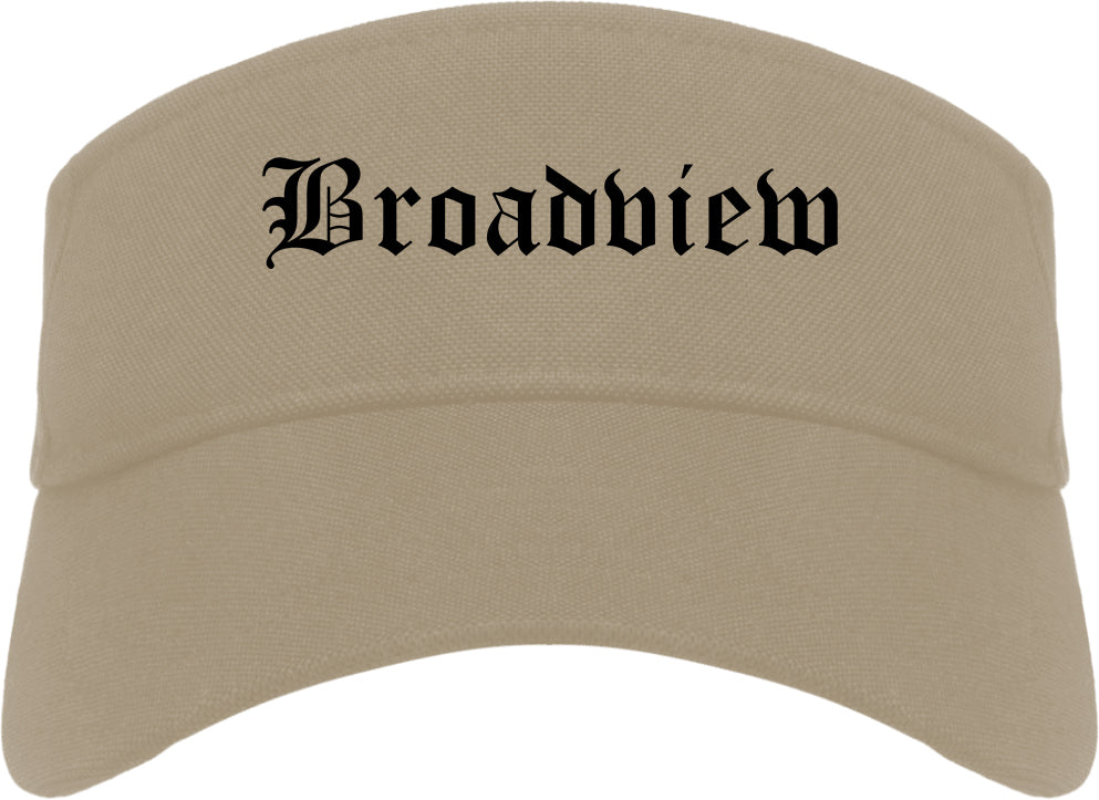 Broadview Illinois IL Old English Mens Visor Cap Hat Khaki