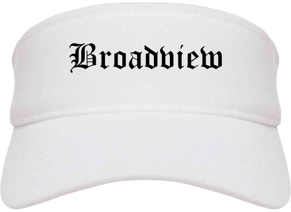 Broadview Illinois IL Old English Mens Visor Cap Hat White