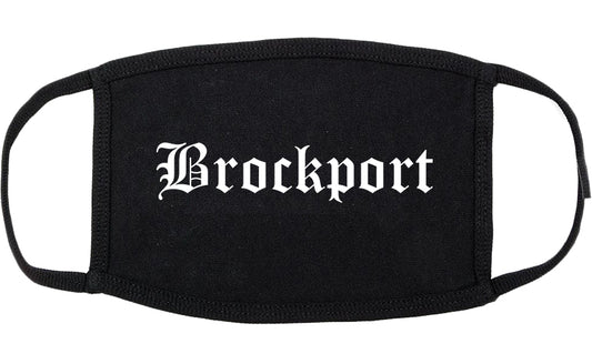 Brockport New York NY Old English Cotton Face Mask Black