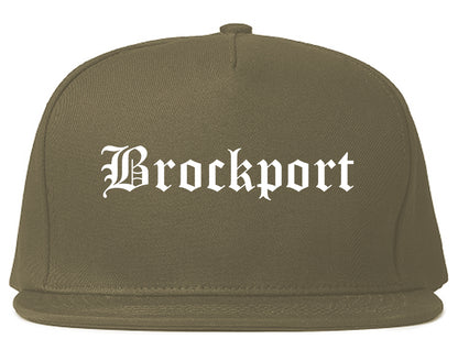 Brockport New York NY Old English Mens Snapback Hat Grey