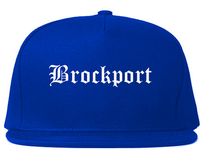 Brockport New York NY Old English Mens Snapback Hat Royal Blue