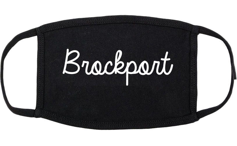Brockport New York NY Script Cotton Face Mask Black