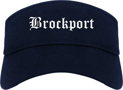 Brockport New York NY Old English Mens Visor Cap Hat Navy Blue