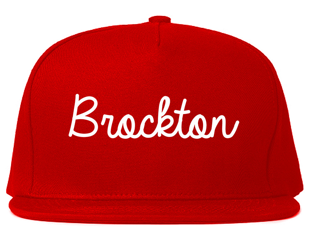 Brockton Massachusetts MA Script Mens Snapback Hat Red