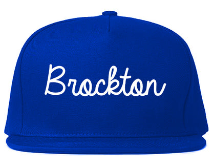 Brockton Massachusetts MA Script Mens Snapback Hat Royal Blue