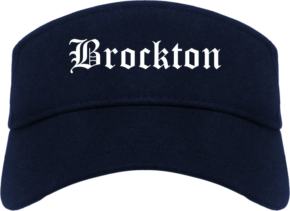 Brockton Massachusetts MA Old English Mens Visor Cap Hat Navy Blue