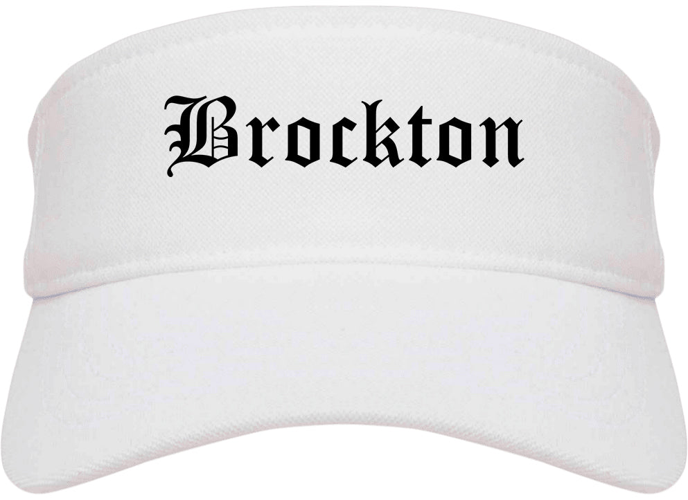 Brockton Massachusetts MA Old English Mens Visor Cap Hat White