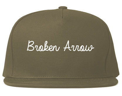 Broken Arrow Oklahoma OK Script Mens Snapback Hat Grey