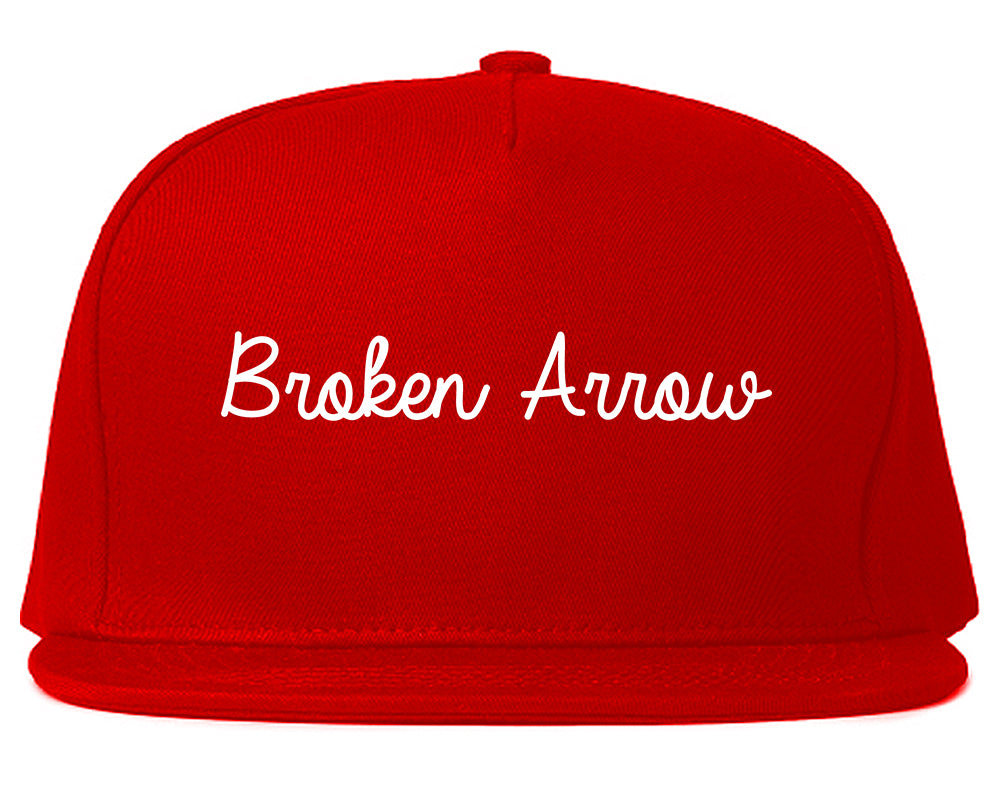 Broken Arrow Oklahoma OK Script Mens Snapback Hat Red