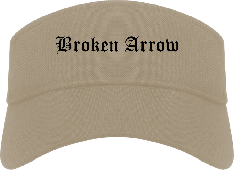 Broken Arrow Oklahoma OK Old English Mens Visor Cap Hat Khaki