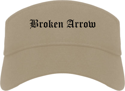 Broken Arrow Oklahoma OK Old English Mens Visor Cap Hat Khaki