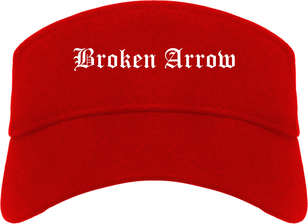 Broken Arrow Oklahoma OK Old English Mens Visor Cap Hat Red