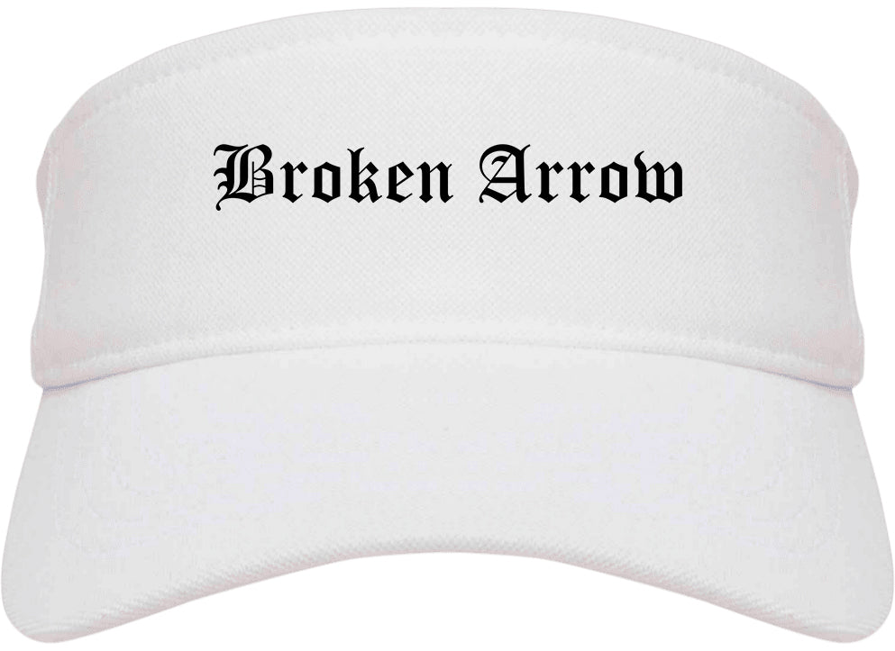 Broken Arrow Oklahoma OK Old English Mens Visor Cap Hat White