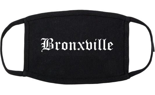 Bronxville New York NY Old English Cotton Face Mask Black