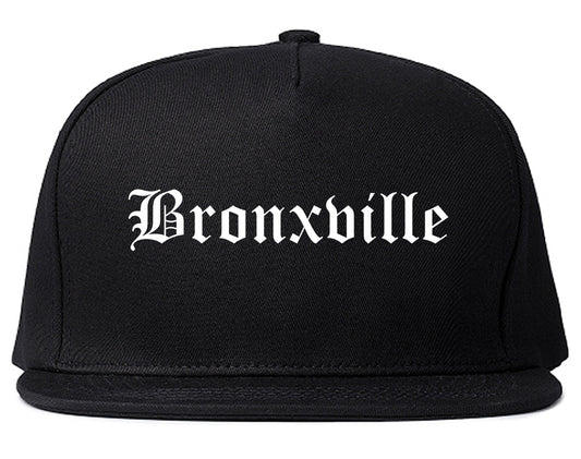 Bronxville New York NY Old English Mens Snapback Hat Black