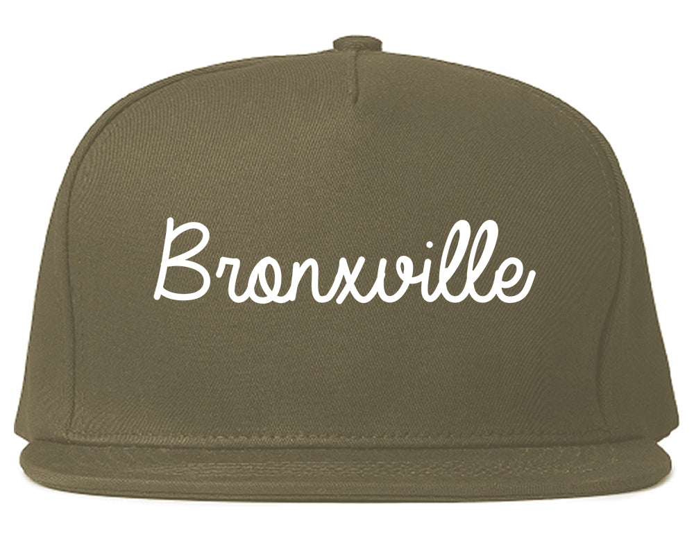 Bronxville New York NY Script Mens Snapback Hat Grey