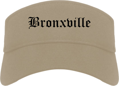 Bronxville New York NY Old English Mens Visor Cap Hat Khaki