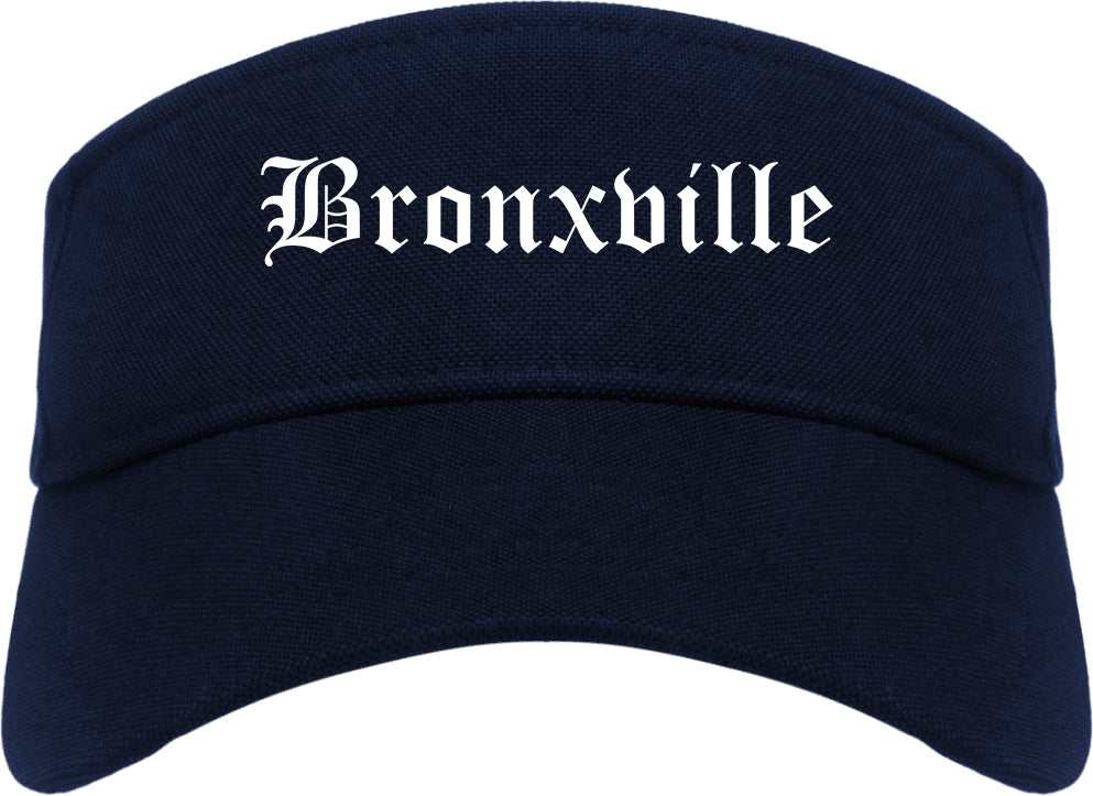 Bronxville New York NY Old English Mens Visor Cap Hat Navy Blue
