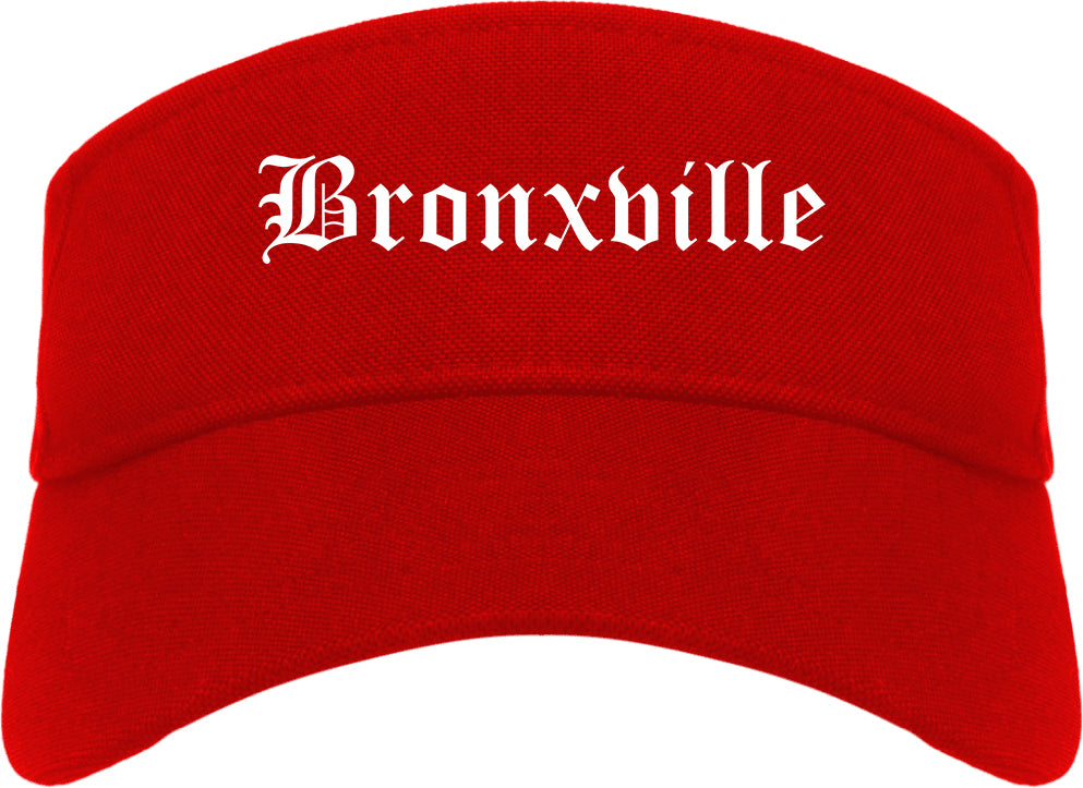 Bronxville New York NY Old English Mens Visor Cap Hat Red