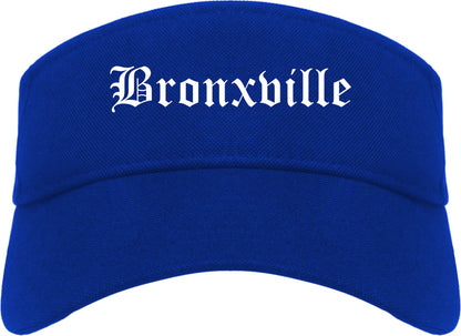 Bronxville New York NY Old English Mens Visor Cap Hat Royal Blue