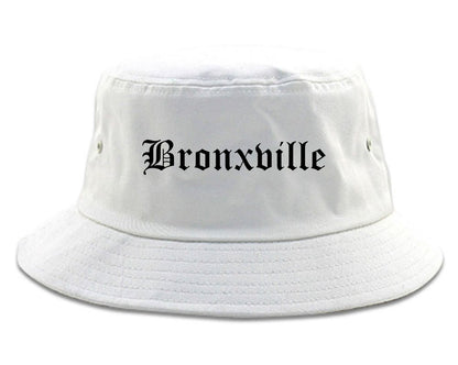 Bronxville New York NY Old English Mens Bucket Hat White
