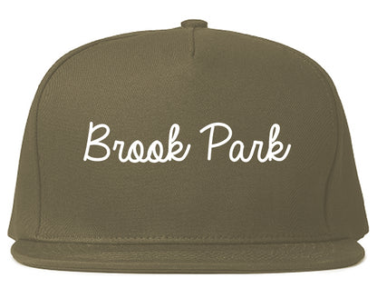 Brook Park Ohio OH Script Mens Snapback Hat Grey
