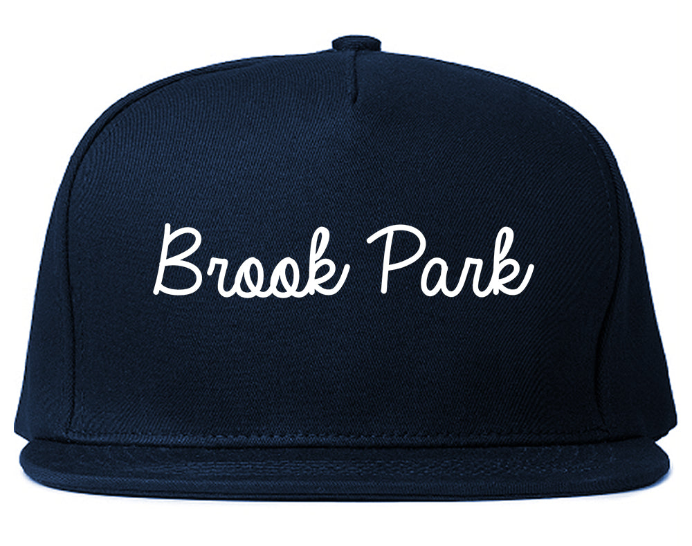 Brook Park Ohio OH Script Mens Snapback Hat Navy Blue