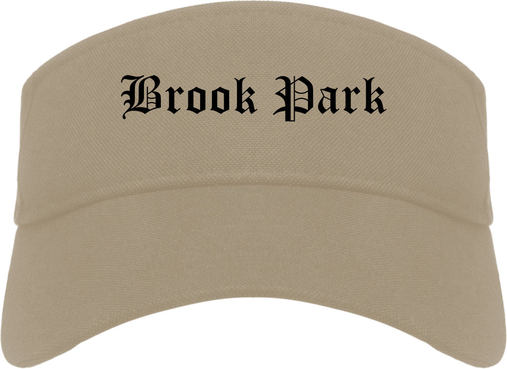 Brook Park Ohio OH Old English Mens Visor Cap Hat Khaki
