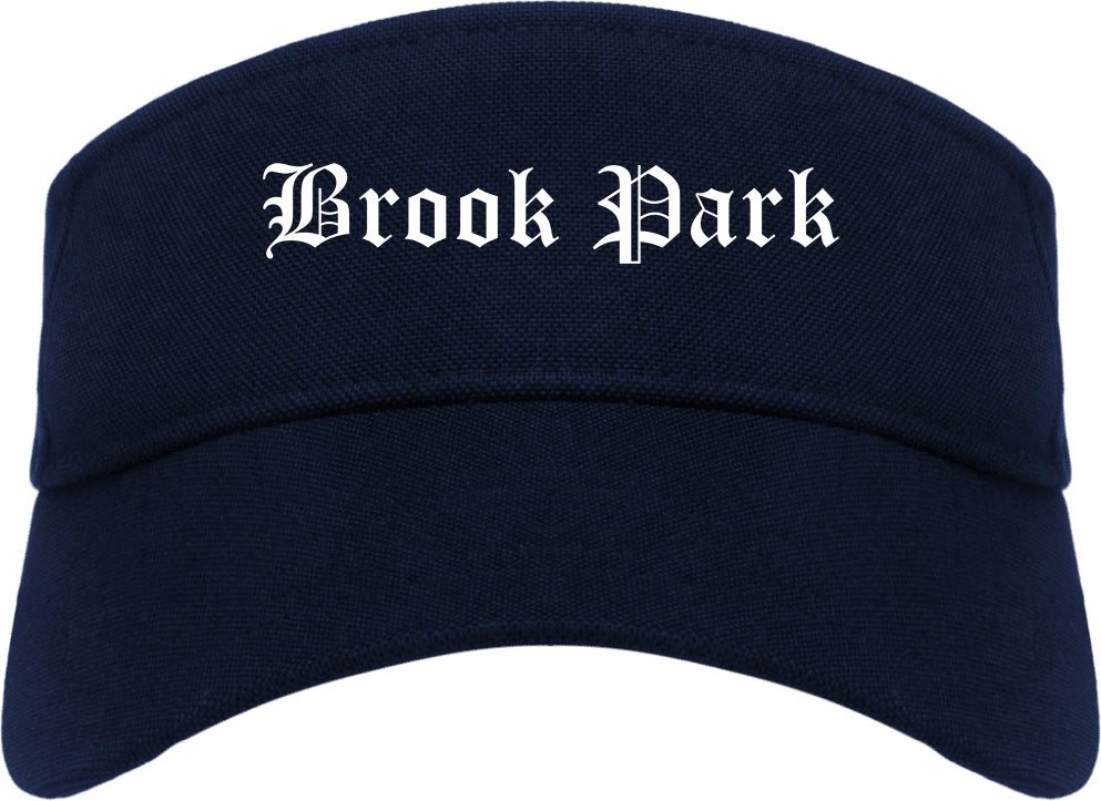 Brook Park Ohio OH Old English Mens Visor Cap Hat Navy Blue