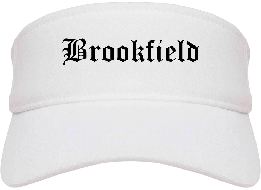 Brookfield Missouri MO Old English Mens Visor Cap Hat White