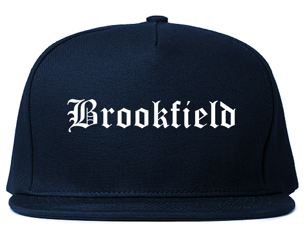 Brookfield Wisconsin WI Old English Mens Snapback Hat Navy Blue
