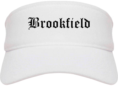 Brookfield Wisconsin WI Old English Mens Visor Cap Hat White