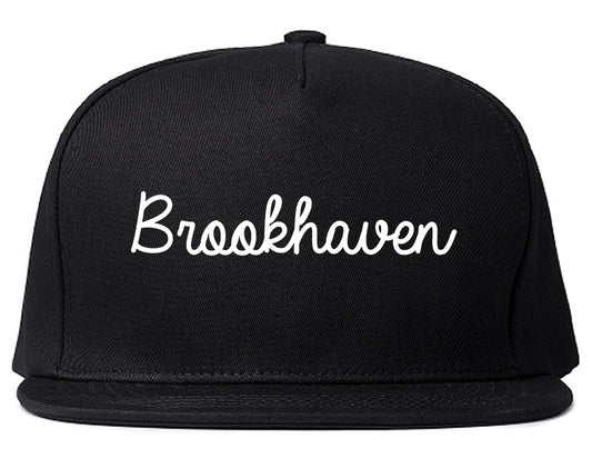 Brookhaven Mississippi MS Script Mens Snapback Hat Black